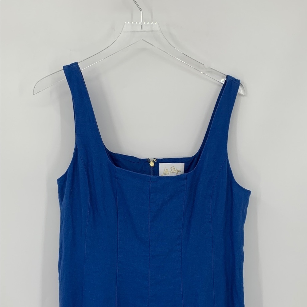 Lilly Pulitzer Calina linen midi tank dress sleeveless seam Barton blue new 12 - Picture 3 of 5